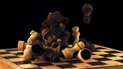 High-speed macro slow motion of water splash with falling Chest on black background - Powered by Adobe