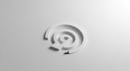 White spiral graphic on textured white background, top-down view, shadows