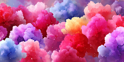 Fototapeta premium Vibrant Fantasy Abstract Background of Fluffy Colorful Watercolor Clouds or Smoke