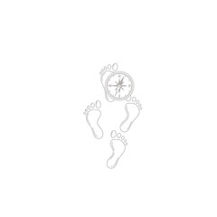 Footprints with a compass isolated on white background this image represents the concept of finding your way, direction, and navigation in lifes journey