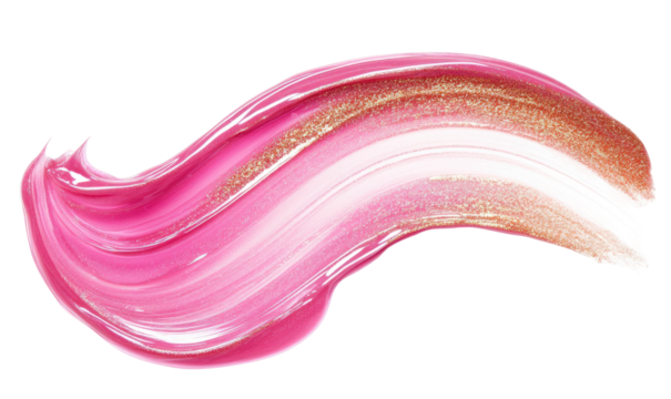 Shiny cosmetic smear gradient of pink and gold