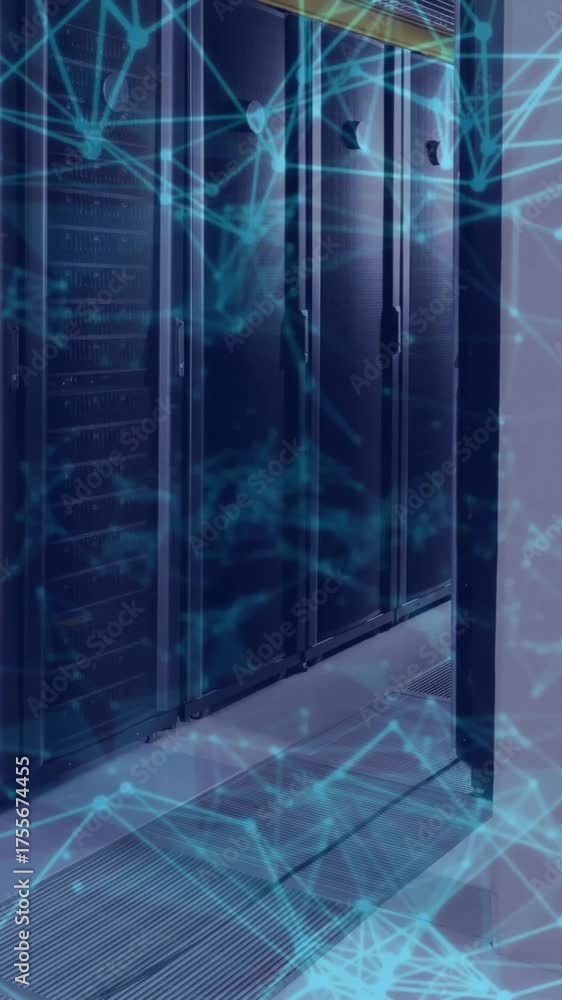 Poster animation of network of connections over computer servers