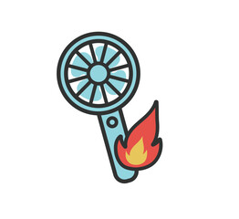 ハンディファン　発火事故のアイコンイラスト