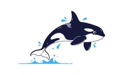 A playful orca whale leaps from the ocean water in a dynamic display of aquatic freedom.