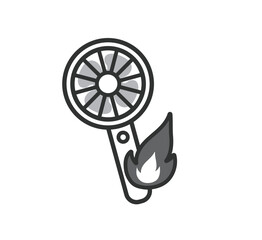 ハンディファン　発火事故のアイコンイラスト