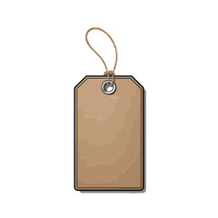 Blank kraft paper price tag with string on white background