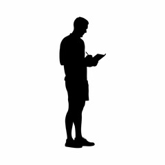 Silhouette of therapist writing motivational note for patient isolated on white background