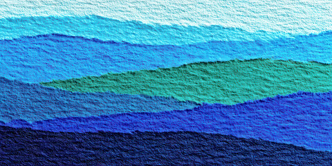 Abstract Layered Textured Mountains in Shades of Blue and Teal Gradient Background