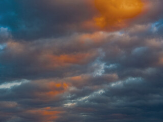 colorful sunset clouds in summer time