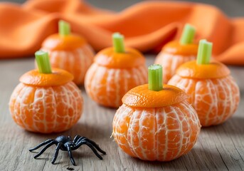 Cute and easy halloween mandarin orange pumpkin snacks