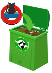 Compost bin where a cat and its litter are prohibited from being added to the compost (cut out)
