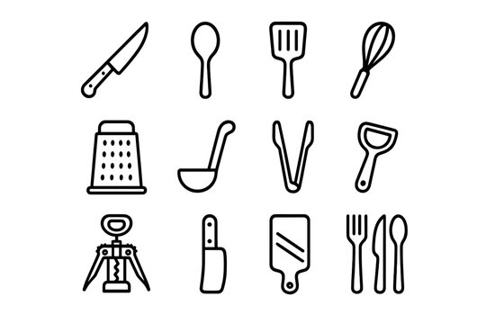 Kitchen utensils in a minimalistic design for cooking and baking enthusiasts