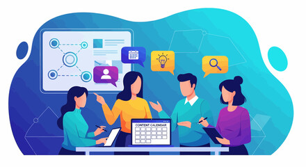 Creative Team Discussing Content Strategy And Calendar Planning Together