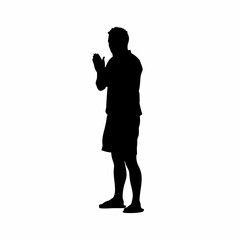 Silhouette of counselor celebrating milestone with clapping gesture isolated on white background