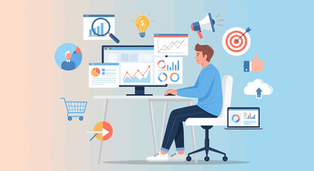 Data Analysis And Growth Strategy Business Concept Illustration Design