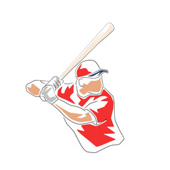Baseball player, abstract blue baseball batter, isolated vector illustration, flat design. Sports clip art