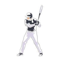 Baseball player, abstract blue baseball batter, isolated vector illustration, flat design. Sports clip art