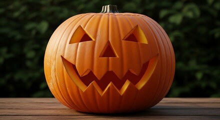 A classic jack o lantern carved pumpkin for halloween