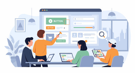 Team Collaborating On Website Design And User Interface Layout