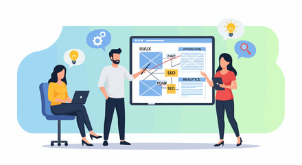 Teamwork Illustration For Website And Application Development Meeting Concept