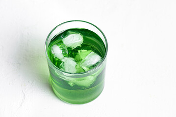 Liquid Chlorophyll Drink. Glass of Chrorophyll Water.