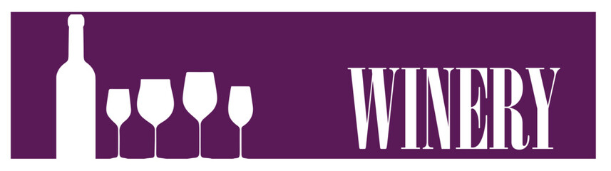Winery concept with wine bottle and glasses
