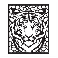 Majestic Tiger Wall Decor Laser Cut Pattern  Wooden Animal Art CDR DXF Digital Download