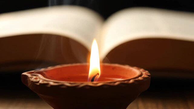 Vasant panchami goddess saraswati puja basant panchami navratri glowing diya and open book symbolizing wisdom and devotion
