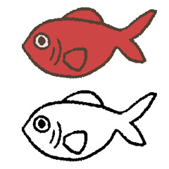 手描きのキンメダイ