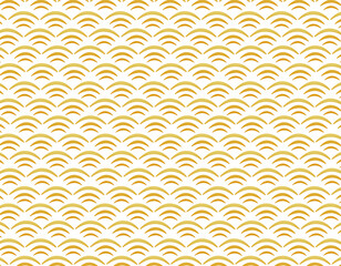 青海波文様　金色の和柄の背景イラスト