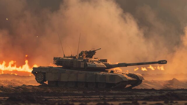 4k video of a tank warfare.