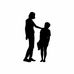 Silhouette of therapist encouraging patient s self confidence isolated on white background