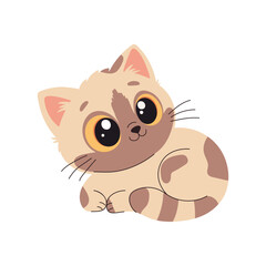 Cute cartoon cat. Vector illustration isolated on a white background.