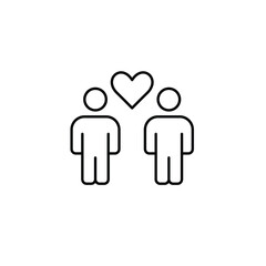 2 people and heart between them. Love and communication, supportive community. Pixel perfect, editable stroke vector icon