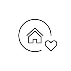 Home and heart. Safe living, protected housing. Caring home solutions. Pixel perfect, editable stroke vector icon