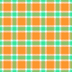 Vibrant, textured plaid pattern in orange and green hues. Perfect for adding a touch of classic style to backgrounds, textiles, fashion designs, and various creative projects.