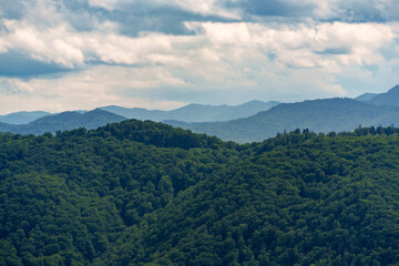 beautiful panoramic view of the Carpathian Mountains from height