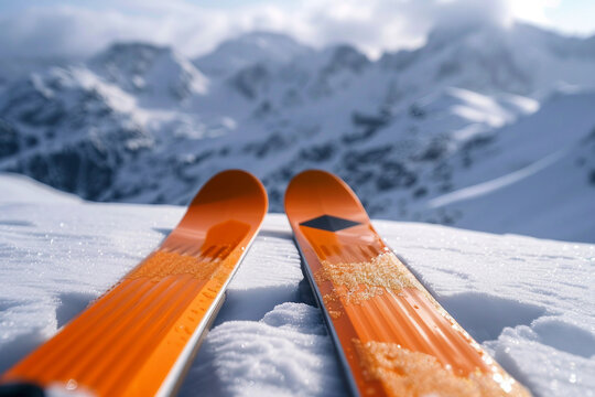 Image of traveler resting on mountain resort created by generative AI