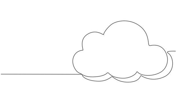 Self-drawing animation continuous drawing one line cloud colloquial, Animated self drawing of continuous line draw cloud. Full length one line animation, Animation of a cloud drawing with one line.
