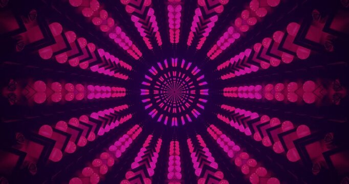 Bright colors swirl in a mesmerizing tunnel effect, creating a smooth and continuous visual experience. The dynamic patterns and shapes reflect an engaging atmosphere ideal for relaxation.