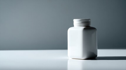 White plastic jar on minimal background healthcare and pharmaceutical product design