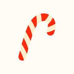 Vector illustration of a candy cane isolated on a white background. Lollipop for Christmas designs, wrapping paper, stickers, greeting cards, and holiday decor
