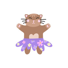 Vector illustration of a playful cat with tropical summer elements, perfect for vacation and holiday designs, stickers, clipart, and seasonal decoration