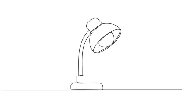 table lamp continuous one line drawing animation, Continuous one line animated drawing. Lamp on the table. Vector illustration. One continuous drawn line art doodle linear, hand, lamp, white, light.