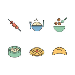 Modern vector set of Indonesian traditional street food