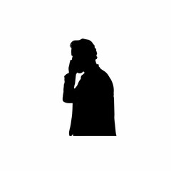 Counselor receiving feedback silhouette isolated on white background