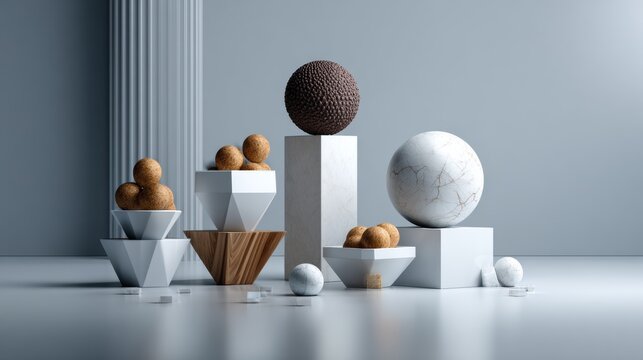 Artistic dessert composition with geometric elements food advertising product photography design concept elegant modern