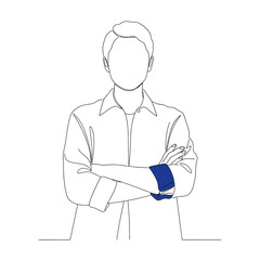 A faceless person with a blue armband isolated on white background, representing support, awareness, or a cause, ideal for campaigns and advocacy