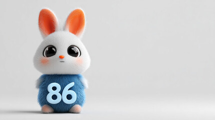 Cute animal character with fluffy fur and large eyes, featuring blue body and number 86 displayed prominently