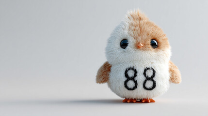 Cute fluffy animal with number 88 adorable character soft texture bright colors cartoon style playful expression whimsical design cheerful